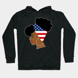 American Flag Afro Scarf Natural Hair Puff Hoodie